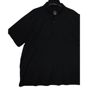George Polo Shirt Mens 2XL (50-52) Solid Black Short Sleeve side slits polyester